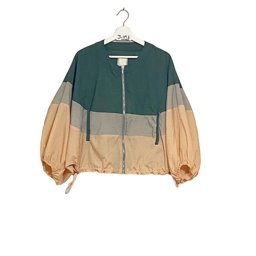 elevenses Green Gray Pink Doleman Sleeve Windbreaker xs/s Anthropologie …